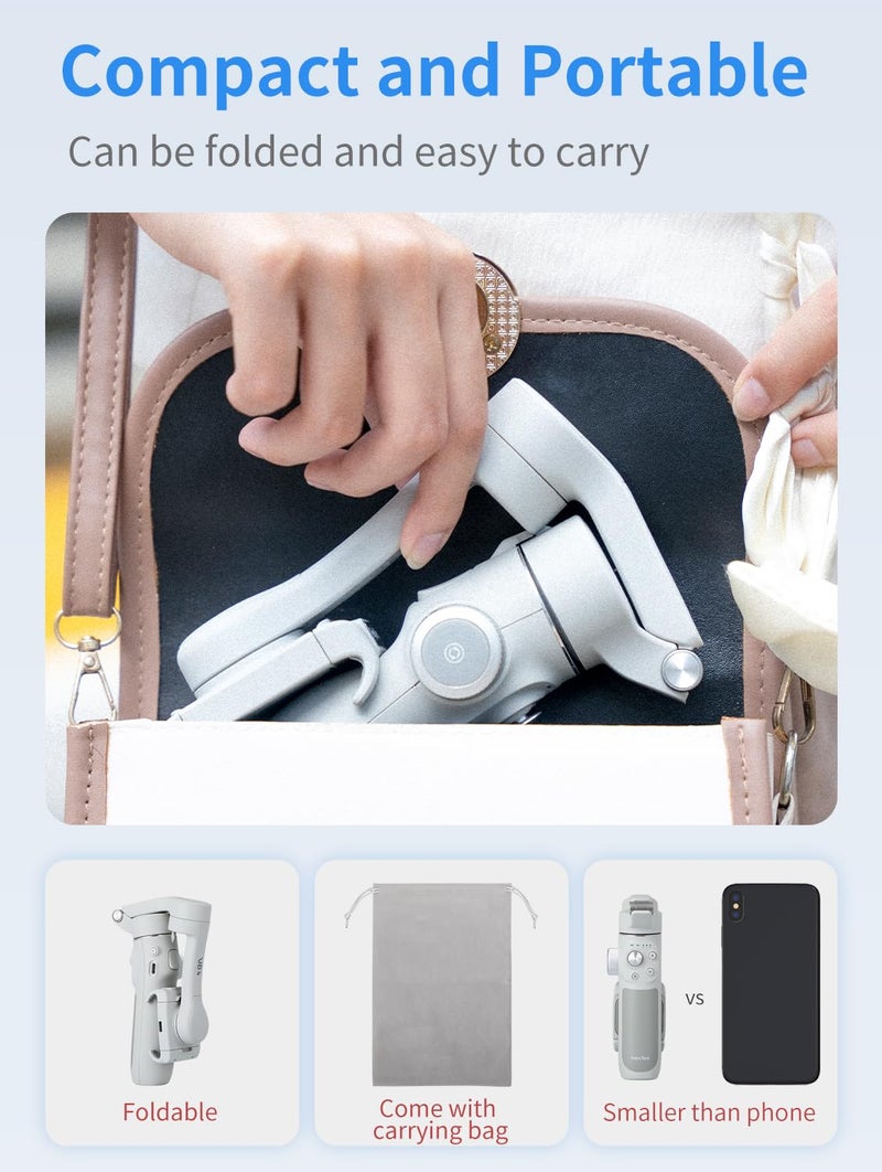 FeiyuTech FEIYU TECH Vb 4Se Gimbal Stabilizer for Smartphone,Foldable Phone for Video Recording,Gesture Control,Fit iPhone &Android,One-Key Vertical Shot for YouTube,Tiktok,Vlog,Live Stream,Max 0.69Lb,White - Image 3