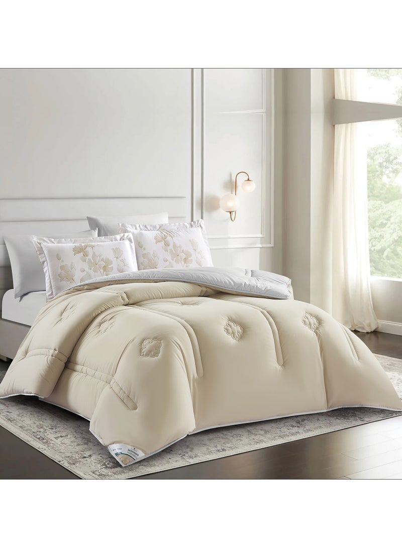 Donetella Bedding Comforter Set, King Size Fits 200x200 cm - 6-Pcs Digital Print Quilted Bed Set, Microfiber Fabric - 1 Comforter, 1 Fitted Sheet, 2 Pillow Shams, 2 Pillowcases  - Image 2