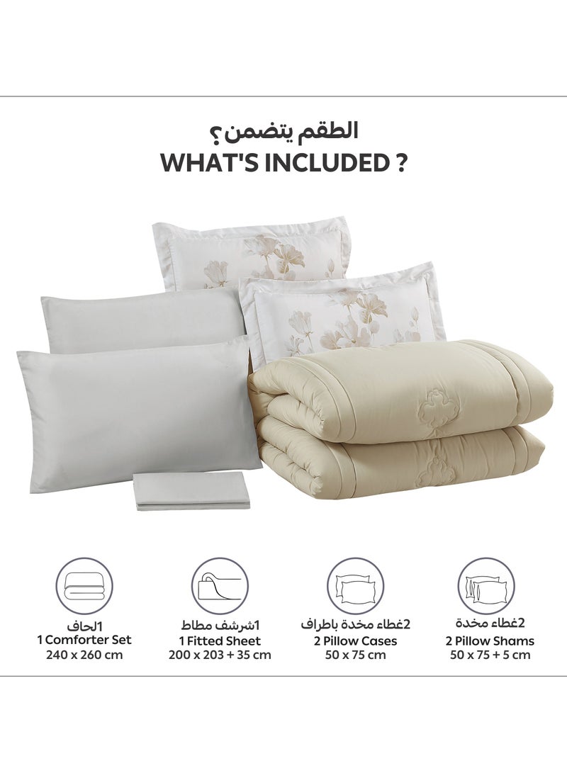 Donetella Bedding Comforter Set, King Size Fits 200x200 cm - 6-Pcs Digital Print Quilted Bed Set, Microfiber Fabric - 1 Comforter, 1 Fitted Sheet, 2 Pillow Shams, 2 Pillowcases  - Image 4
