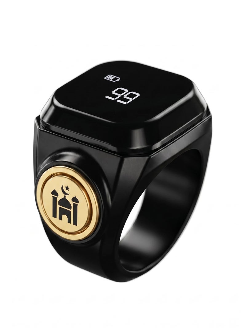 Slema Smart Tasbih Ring Digital Tasbeeh Counter Ring Islamic Prayer Counter 99999 Count Zikr Tracker Prayer Reminder Long Battery Life Lightweight Smart Prayer Ring（black） - Image 1