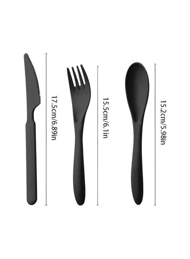 Reusable Black 90 Piece Plastic Cutlery Set Forks Spoons Knives Dishwasher Safe - Image 3