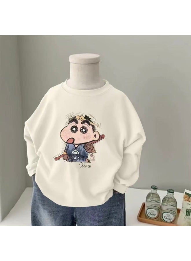 100% Cotton Long-sleeved T-shirt New Autum Baby Round Neck Cartoon Tops For Boys And Girls, Medium And Large Kidsren's Casual Bottoming Shirts