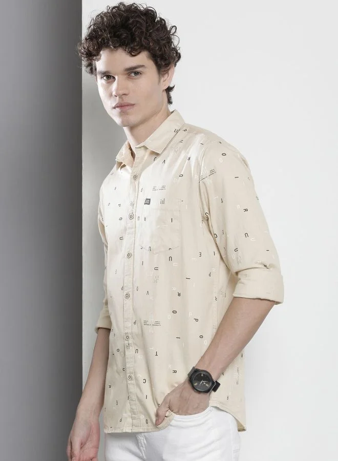The Indian Garage Co Men Regular Fit Printed Full Sleeves Cutaway Collar Casual Shirt