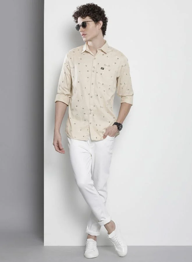 The Indian Garage Co Men Regular Fit Printed Full Sleeves Cutaway Collar Casual Shirt