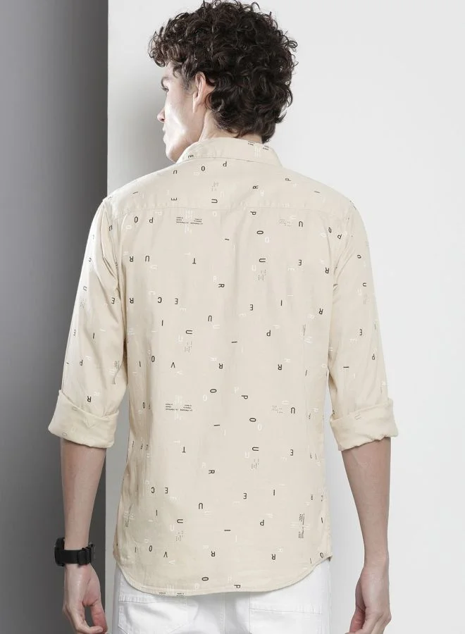 The Indian Garage Co Men Regular Fit Printed Full Sleeves Cutaway Collar Casual Shirt
