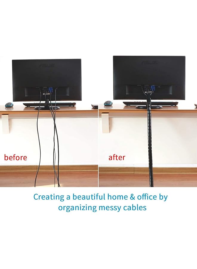 erorex Life Cable Management Sleeve Organizer Zipper Cord Organizer Spiral Winding Cable Tidy Pipe Holder Flexible Cord Covered Protective Bundler Sleeve Hose For Office Computer Tv 4 Meter  - Image 2