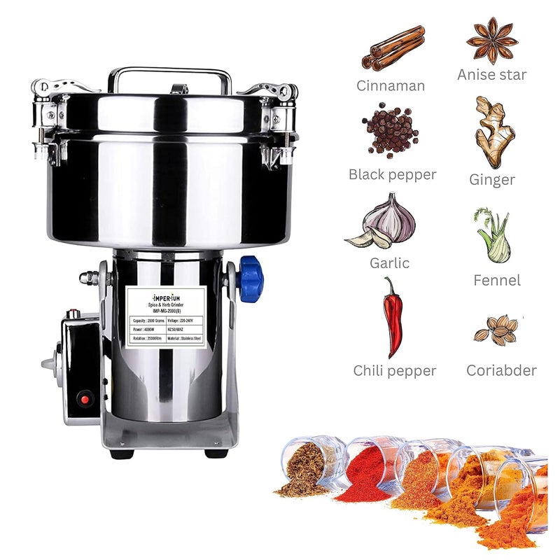 IMPERIUM IMPERIUM Food Grade Stainless Steel Portable Masala Grinder with 1Year Warranty Suitable for Dry Grinding Spices and Millets 2 KG  - Image 2