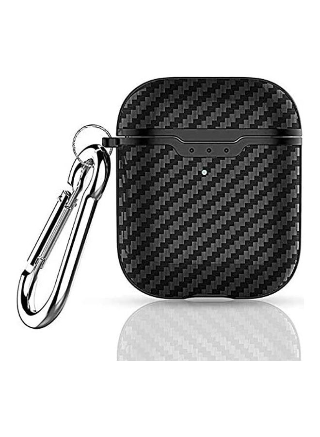 AirPods 2 Case With Carbon Fiber Texture Soft Silicone Shockproof Protective Cover Box Black - Image 5