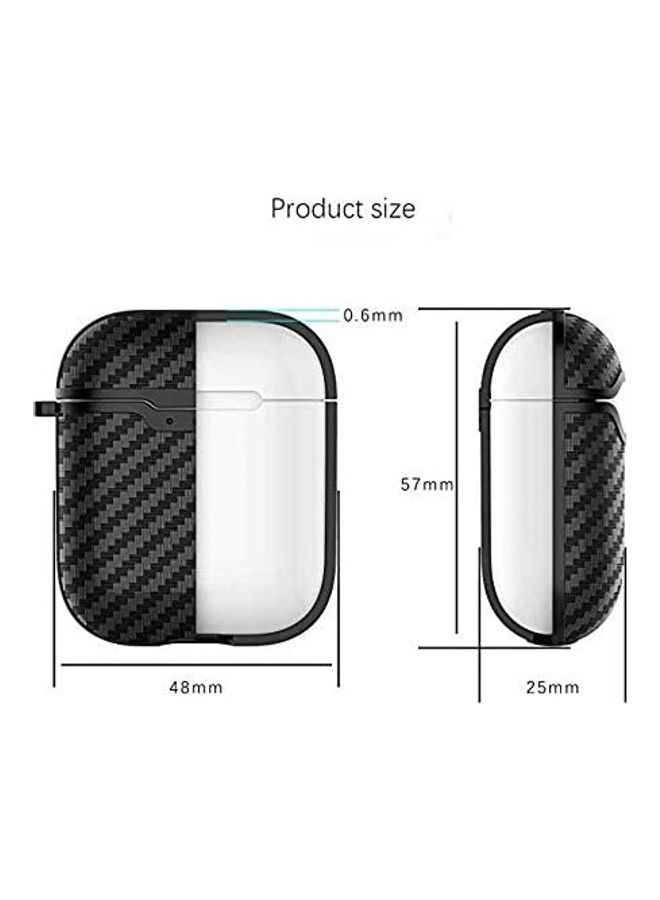 AirPods 2 Case With Carbon Fiber Texture Soft Silicone Shockproof Protective Cover Box Black - Image 4