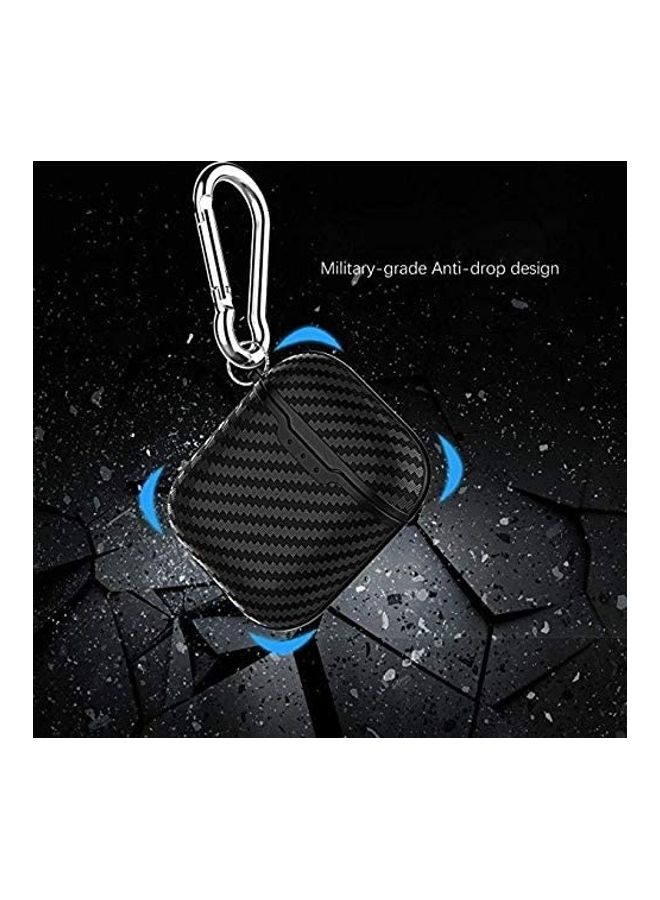 AirPods 2 Case With Carbon Fiber Texture Soft Silicone Shockproof Protective Cover Box Black - Image 3