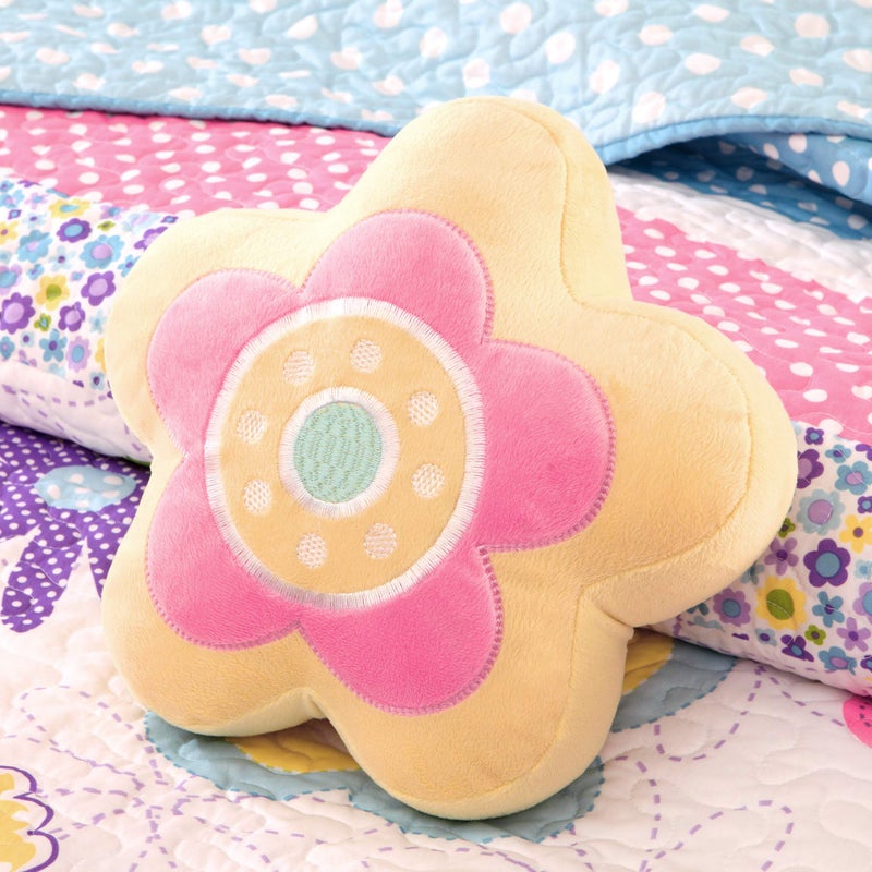 MIZONE Intelligent Design Kids Crazy Daisy Bedding For Girls Reversible Quilt Set - Sky Blue, Pink , Flowers, Butterfly, Polka Dots Reverse â€“ Ultra Soft Microfiber Coverlet, Twin 3 Piece - Image 4