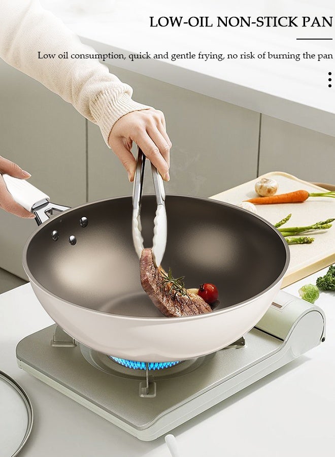DUNISO Titanium Ceramic Lightweight Frying Pan Skillet Thickened Bottom,30cm Healthy Non-Stick 0 Fluorine Washable Coating Pans with Heat-Resistant Hanging Handle Thickened Glass Lid,Durable Wear and High Temperature Resistance Omelette Pan Compatible with All Stovetops,Ideal Frying, Cooking, Sauteing - Image 5