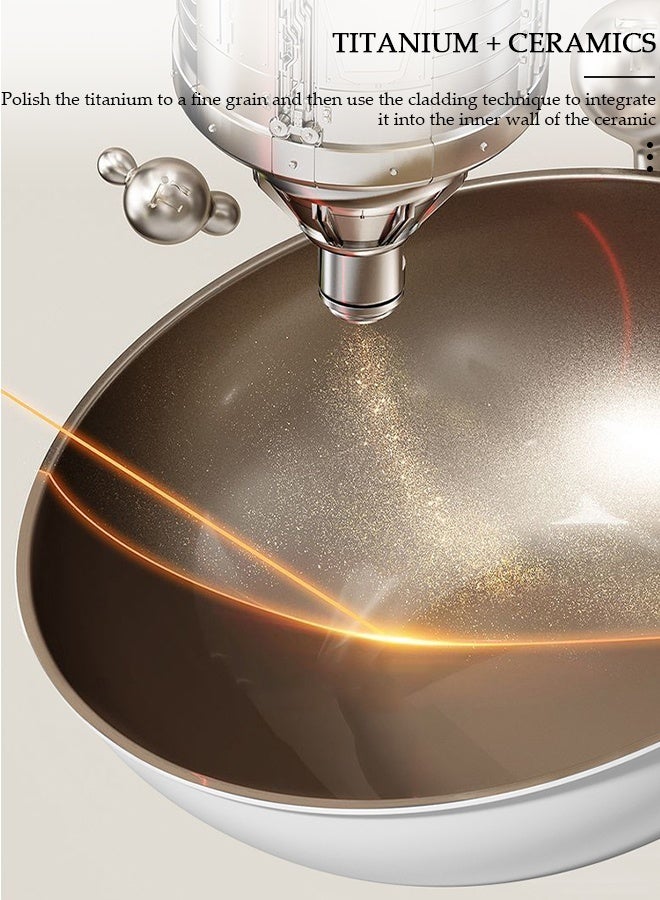 DUNISO Titanium Ceramic Lightweight Frying Pan Skillet Thickened Bottom,30cm Healthy Non-Stick 0 Fluorine Washable Coating Pans with Heat-Resistant Hanging Handle Thickened Glass Lid,Durable Wear and High Temperature Resistance Omelette Pan Compatible with All Stovetops,Ideal Frying, Cooking, Sauteing - Image 4