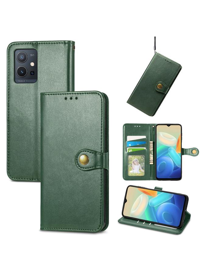 إيروريكس جراب لهاتف vivo Y55 5G بتصميم كلاسيكي بلون سادة مع مشبك من الجلد - Image 1