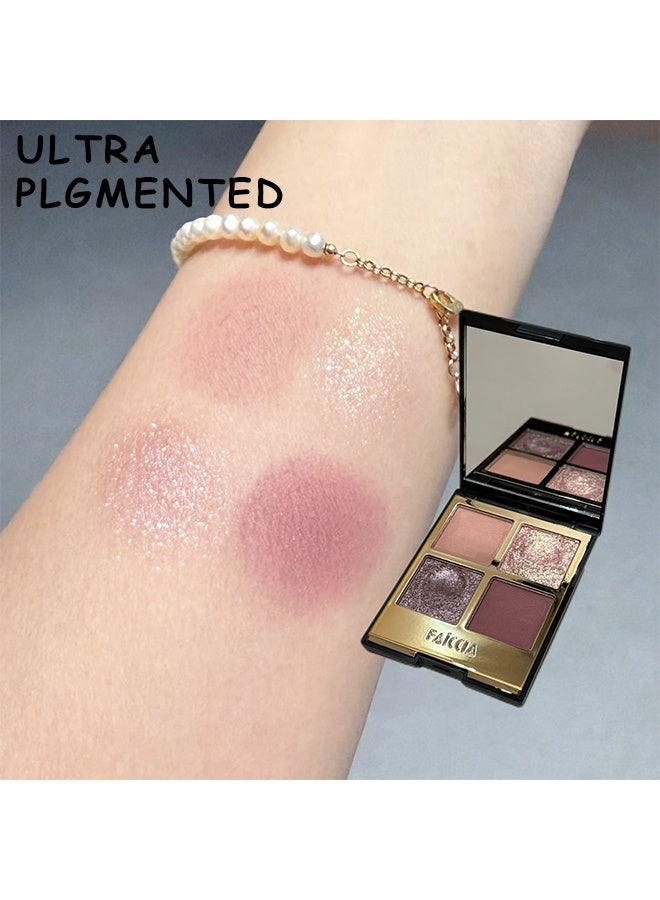 Faiccia Mojito Quad Eyeshadow, 4 Shades Mauve Purple & Pink with Glitter, Matte & Shimmer for Romantic Smoky & Daily Looks 03# - Image 4