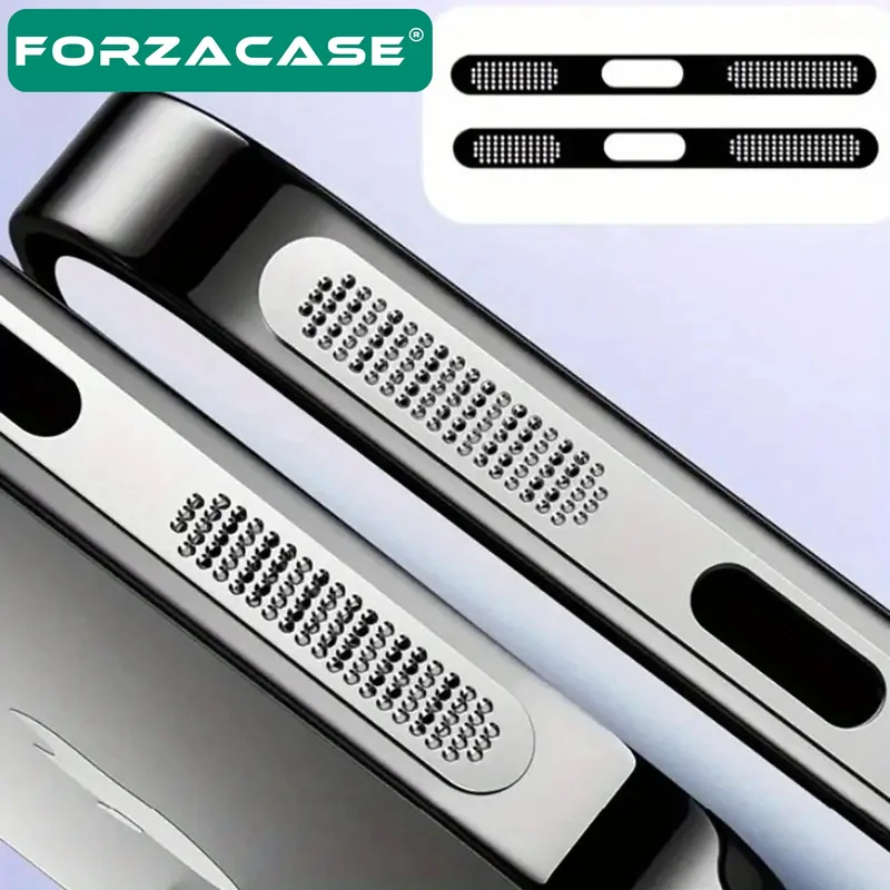 Forzacase Compatible with iPhone 12 / 13 / 14 / 15 2 Pieces Speaker Dust Protector Sticker Tape Black FC779