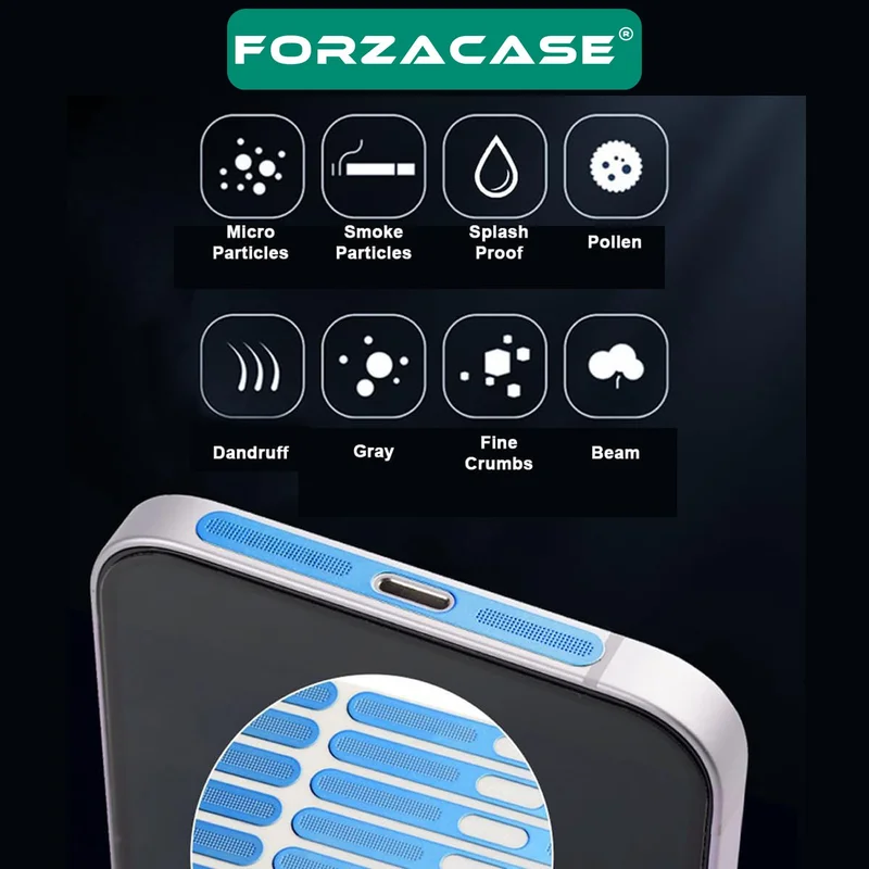 Forzacase Compatible with iPhone 12 / 13 / 14 / 15 2 Pieces Speaker Dust Protector Sticker Tape Black FC779