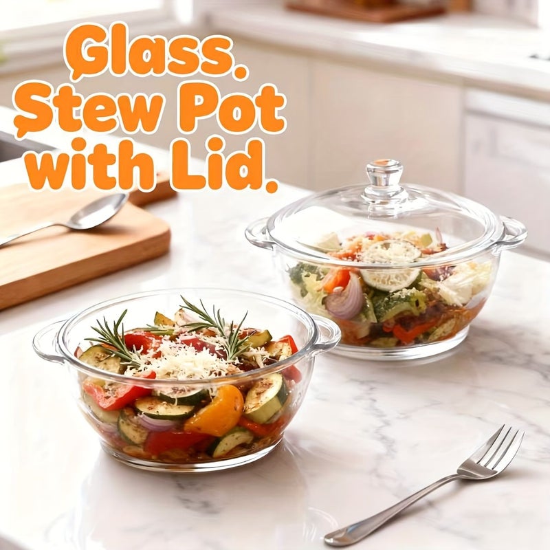 Premium Glass Pot with Lid 1000ml Microwave and Oven Safe Cooking Dish - Image 4