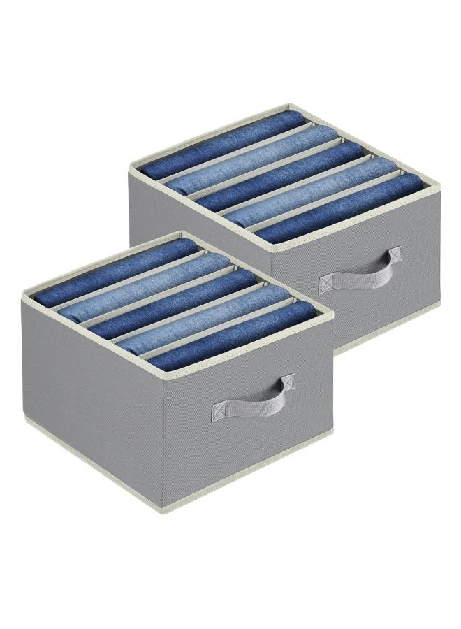 Wardrobe Clothes Organizer, 2 Pack Foldable Jeans Drawer Closet Organizer with Handles, Closet Organizers and Storage for Clothes, Jeans, Sweater, Grey  - Image 1