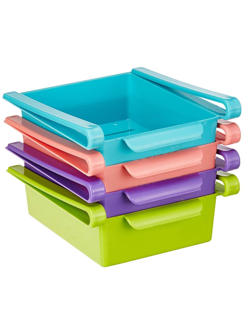 Kriya - kriya 4 pcs fridge space saver organizer slide storage rack shelf drawer multi colour - Image 1