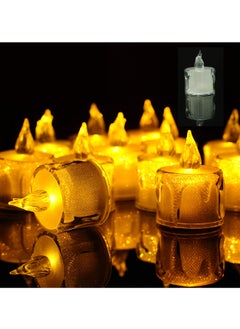 Excefore LED Tea Lights, 12 Pcs Gold Flameless Battery Operated Votive Tealights Candle, Small Electric Fake Tea Candle Realistic for Wedding, Table, Festival Celebration (Warm White)  - Image 1