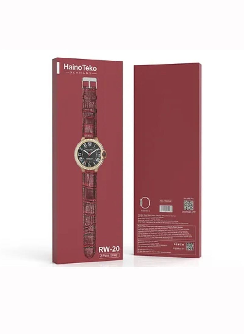 Haino Teko RW 20 Diamond Edition Classic Round Smartwatch | Elegant Red Design, Two Set Straps, Fitness Tracker, Heart Rate Monitor, Sleep Tracking, Stylish Watch for Women & Girls - Image 3