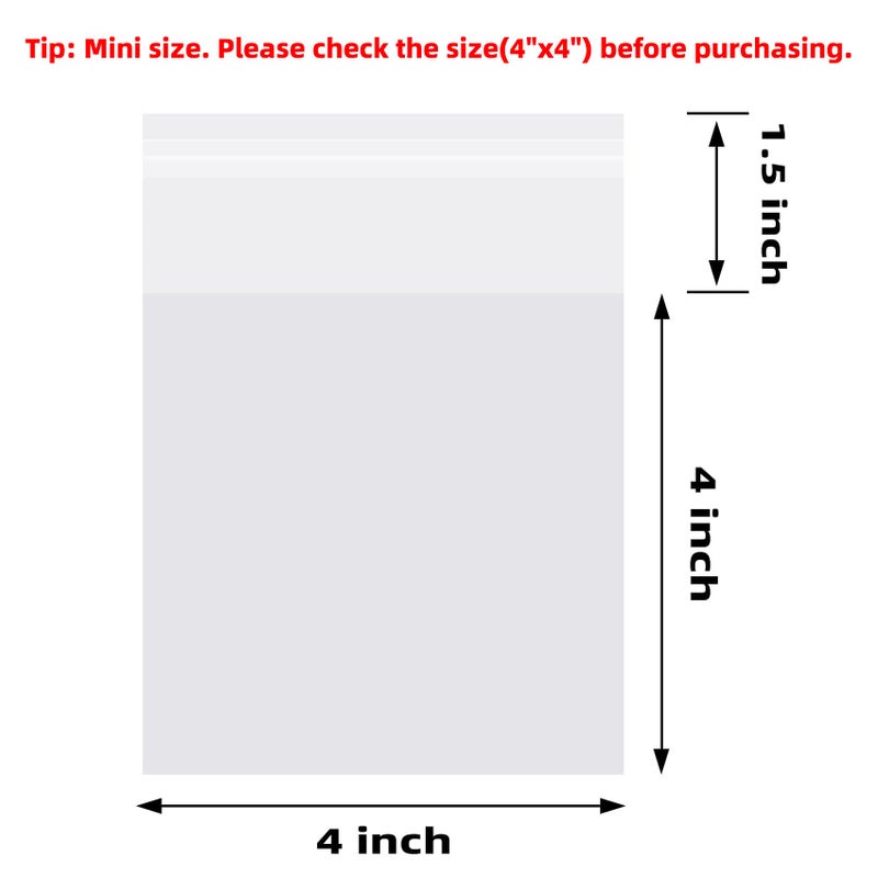 Morepack Cookie Bags for Gift Giving,Self Sealing Cellophane Bags 4x4 Inches,Clear Resealable Cellophane Bags Self Adhesive Individual Cookie Bags for Packaging 200Pieces (Mini Size) - Image 2