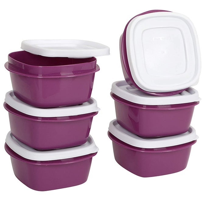 SNAP TIGHT FOOD STORAGE CONTAINERS FOR FOOD KITCHEN FREEZER STORAGE NESTABLE STACKABLE BPA FREE MICROWAVE DISHWASHER SAFE 500ML PURPLE SET OF 6