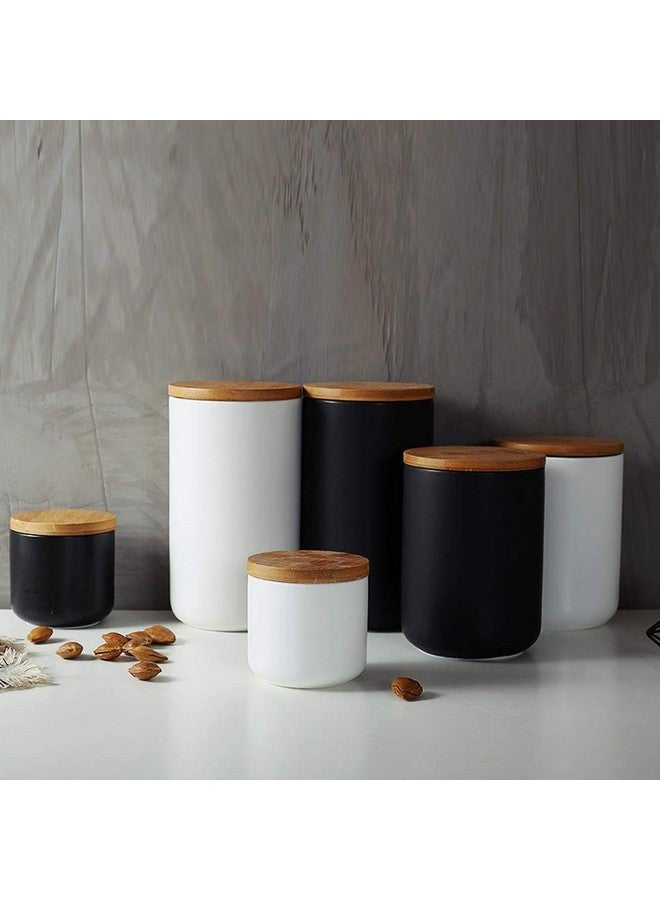 MilkyWay Food Storage Jar Strong Ceramic Storage Canisters with Airtight Seal Bamboo Lid Modern Design Seal Damp-Proof Kitchen Jar for Coffee, Tea, Spice and More (Black(M: 27oz/800ml)) - Image 3