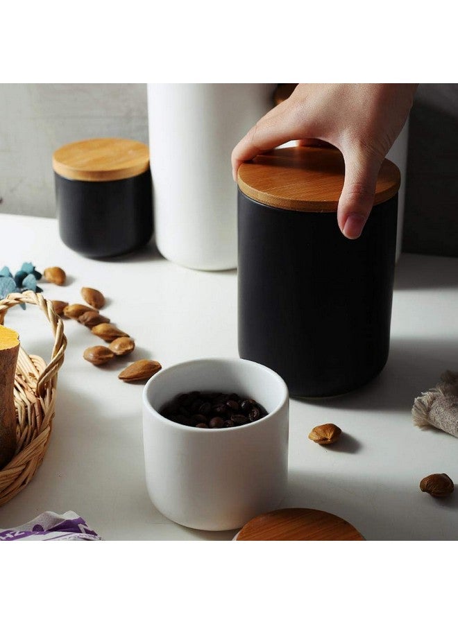 MilkyWay Food Storage Jar Strong Ceramic Storage Canisters with Airtight Seal Bamboo Lid Modern Design Seal Damp-Proof Kitchen Jar for Coffee, Tea, Spice and More (Black(M: 27oz/800ml)) - Image 4