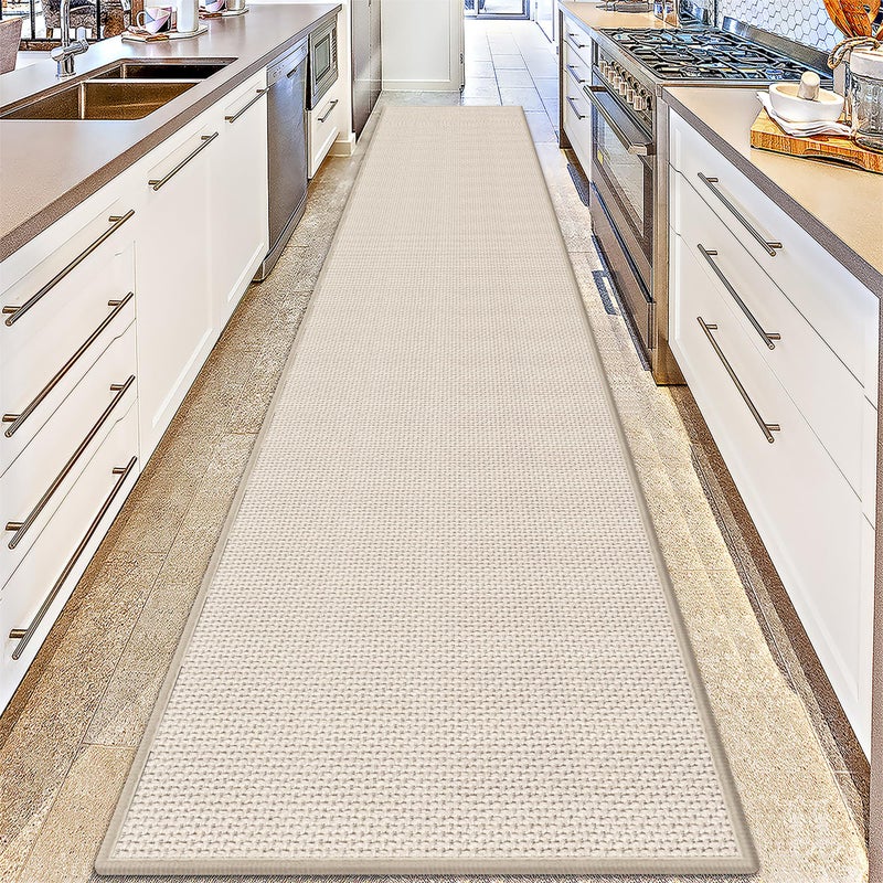 GOYLSER 15 ft Jute Running Rugs for Hallway, Kitchen Rug Runner Non Slip Washable Absorbent Hall Runner Rug, Beige Runner for Kitchen Floor Non Slip - Image 1