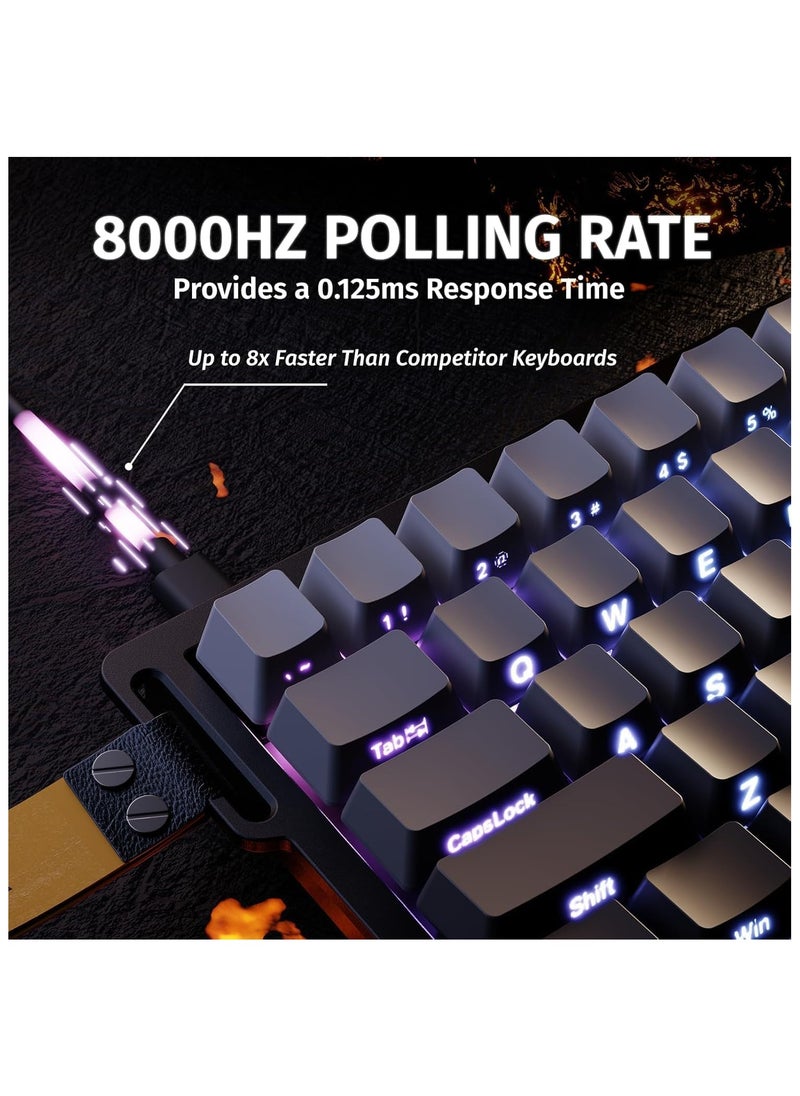 Attack Shark - ATTACK SHARK X68 HE Rapid Trigger Mechanical Gaming Keyboard 60% Wired TKL with Adjustable Actuation,Hall Effect Magnetic Switch,8KHz Polling Rate,RGB Backlit,Top Mount,Side Printed Keycap(Moonlight) - Image 1