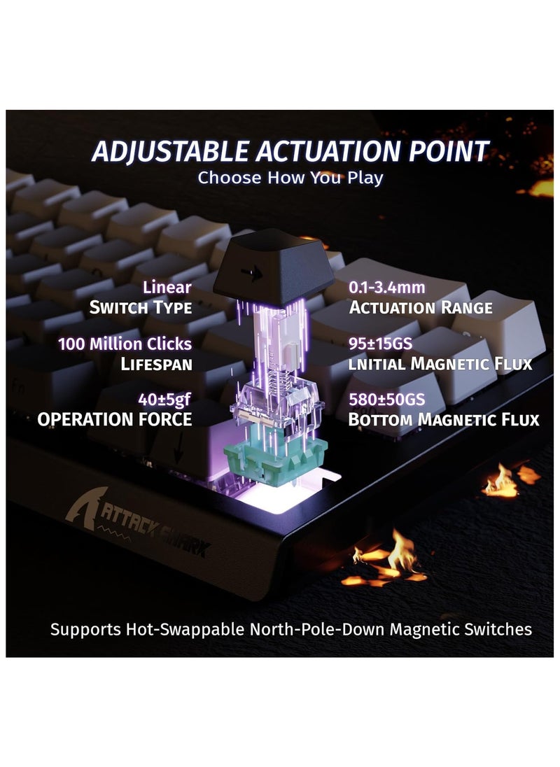 Attack Shark - ATTACK SHARK X68 HE Rapid Trigger Mechanical Gaming Keyboard 60% Wired TKL with Adjustable Actuation,Hall Effect Magnetic Switch,8KHz Polling Rate,RGB Backlit,Top Mount,Side Printed Keycap(Moonlight) - Image 1