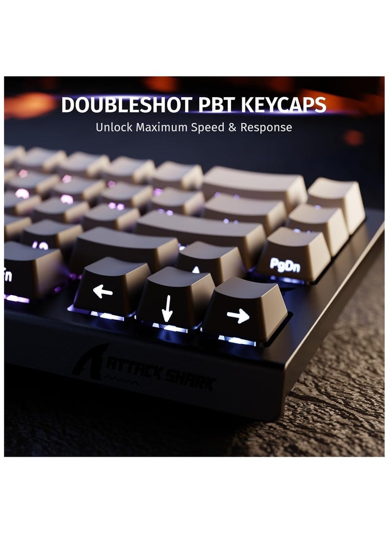 Attack Shark - ATTACK SHARK X68 HE Rapid Trigger Mechanical Gaming Keyboard 60% Wired TKL with Adjustable Actuation,Hall Effect Magnetic Switch,8KHz Polling Rate,RGB Backlit,Top Mount,Side Printed Keycap(Moonlight) - Image 1