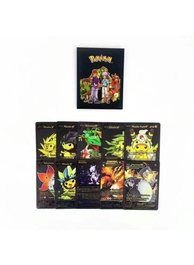 Baokemeng Gold Foil Card 55 Pokemon Colorful PVC Pokemon Toy Card Wholesale-Color:English 10 Black Sheets (900 Packs Per Box) Whole Box  - Image 1