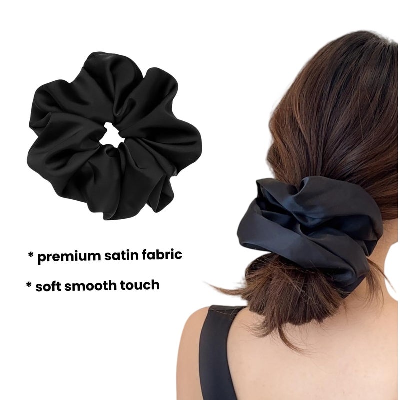 PIDOUDOU 4 Pieces Jumbo Satin Silk Scrunchies for Women 7.2 Inches Large Oversize Scrunchies For Thick Hair Ties Ornaments for the Hair (Brown Mix) - Image 2