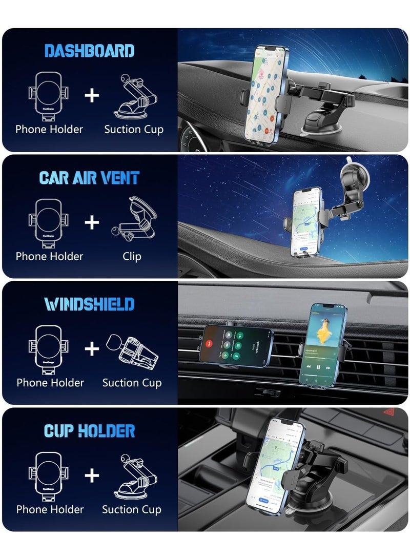 SOLARAE Wireless Car Charger, Fast Charging Phone Holder, 3 in 1 Phone Mount Auto Clamping Car Accessories, Compatible with iPhone 15 14 13 12 11 Xs XR, Samsung S23 Ultra S22 S21 S20/S10+ S9+ Note 9, Black - Image 3