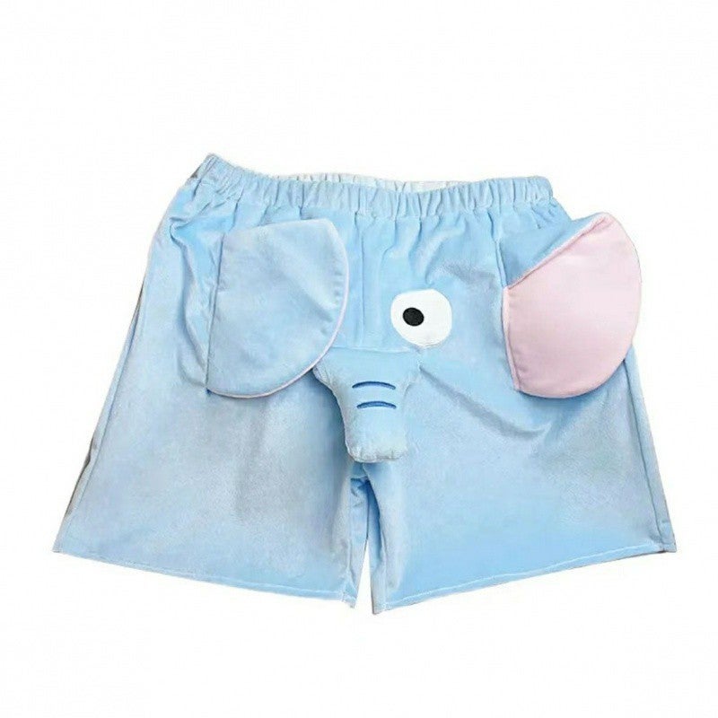 Cute Japanese Style Elephant Nose Shorts Big Size Home Wear Pants Sweet New Year Festival Costume Pants Long/Nine/Seven/Five Len Sky blue 