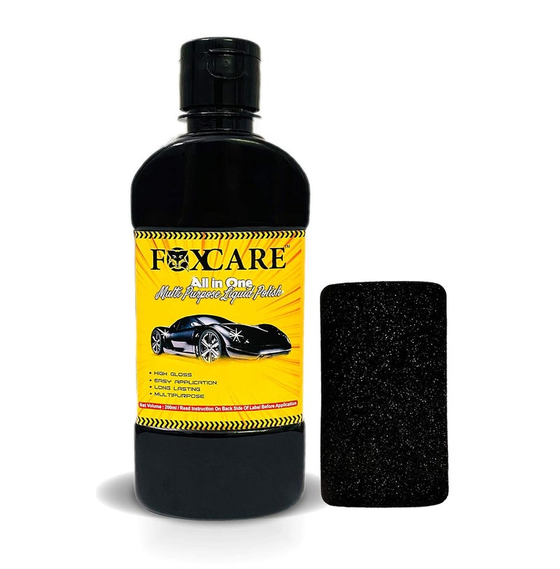 Foxcare All In One Polish, Multipurpose Liquid Car & Bike Polish And Micro Polishing Agents|Water Repellent Polish For All Auto Care Needs|Removes Minor Scratches, Also Suitable For Dashboard (200Ml)