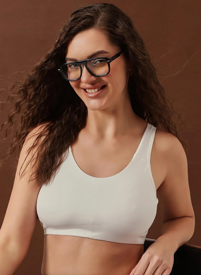 كلوفيا Clovia Non-Padded Non-Wired Full Coverage Everyday T-shirt Bra in White - Cotton