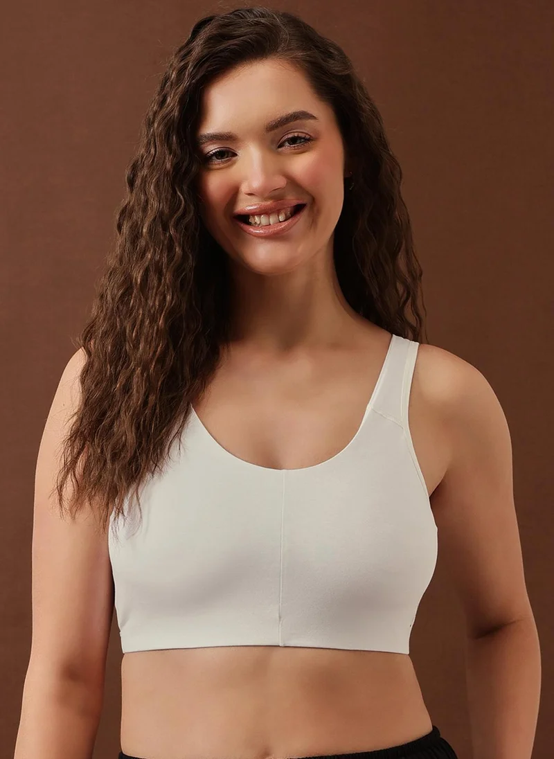 كلوفيا Clovia Non-Padded Non-Wired Full Coverage Everyday T-shirt Bra in White - Cotton