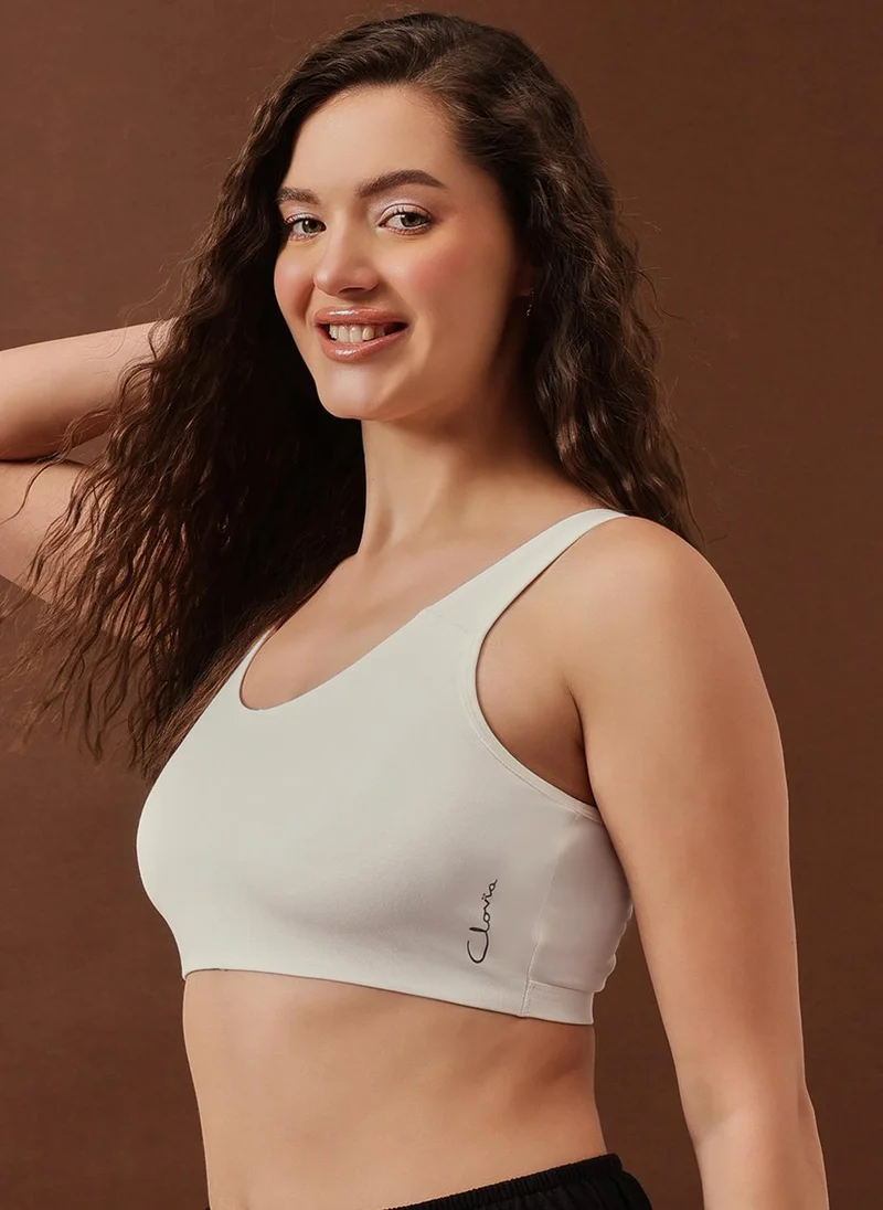 Clovia White Clovia Non-Padded Non-Wired Full Coverage Everyday T-shirt Bra in White - Cotton for Women | Best Price UAE