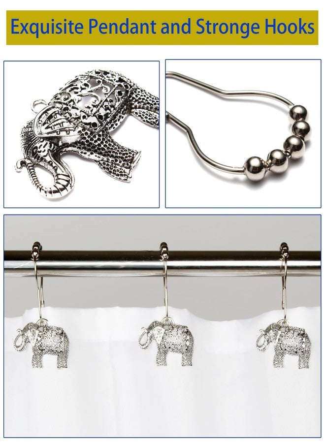 Aimoye Elephant Shower Curtain Hooks Rings - Misty Forest Shower Curtain Hooks Rust Proof, Chic Decorative Shower Curtain Hangers, Cute Nature Animal Vintage Theme Bathroom Decor - Image 3