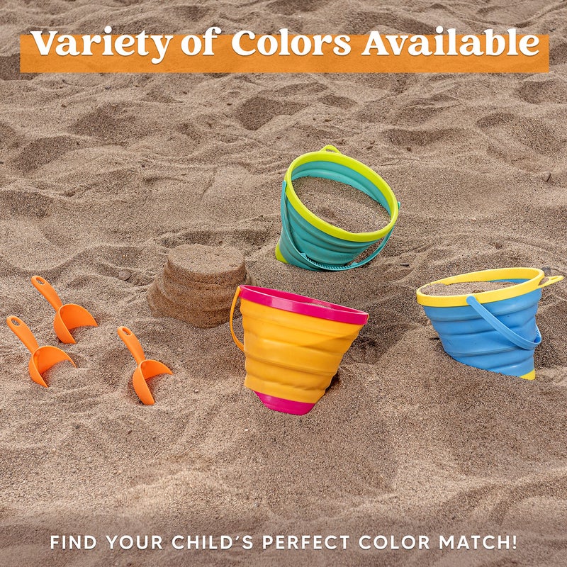 JOYIN 3 Packs Foldable Pail Bucket with Shovels & Mesh Bag, Collapsible Buckets Multi Purpose for Beach, Camping Gear, Beach Party, Fishing, and Fun Summer Activities (Yellow/Blue/Green) - Image 3