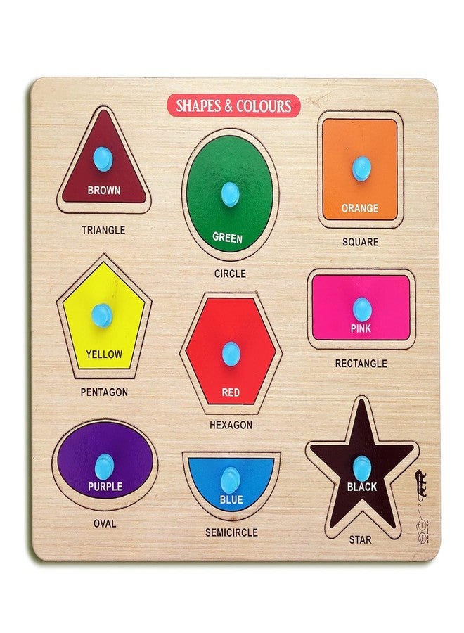 Tumery Eco-Friendly Wooden Toys Educational Puzzle for Early Learning, Colorful Montessori Toy for Pre-Schooler Kids, 1 Year to - 5 Year Kids Multicolor (Shapes Toy) - Image 1