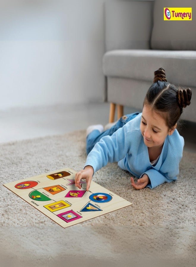 Tumery Eco-Friendly Wooden Toys Educational Puzzle for Early Learning, Colorful Montessori Toy for Pre-Schooler Kids, 1 Year to - 5 Year Kids Multicolor (Shapes Toy) - Image 4