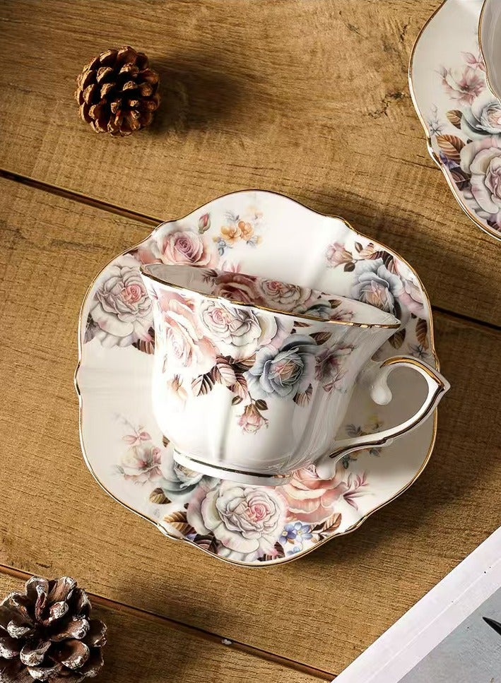 Rose Legant Gold-Painted Ceramic Tea/Coffee Cups and Saucers Set 6.8cm*10cm  - Image 5