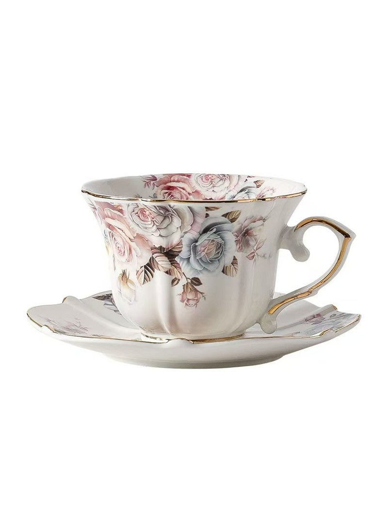 Rose Legant Gold-Painted Ceramic Tea/Coffee Cups and Saucers Set 6.8cm*10cm  - Image 1