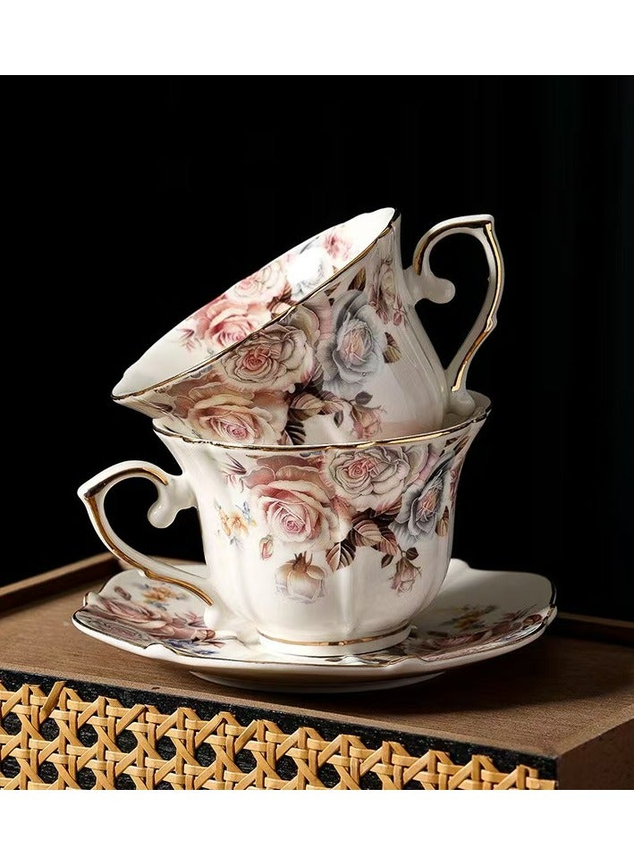 Rose Legant Gold-Painted Ceramic Tea/Coffee Cups and Saucers Set 6.8cm*10cm  - Image 4