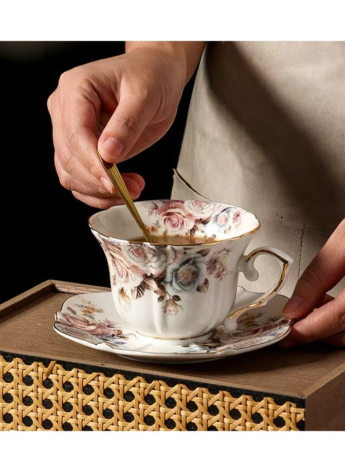 Rose Legant Gold-Painted Ceramic Tea/Coffee Cups and Saucers Set 6.8cm*10cm  - Image 2